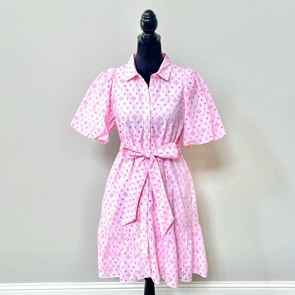 Lilly Pulitzer Cartley Elbow Sleeve Eyelet Shirtdress